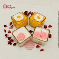 MINI SQUARE CANDLES WITH FLOWERS (SET OF 4)