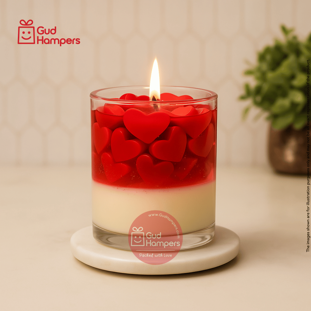 RED BIG HEARTS GEL LUXE CANDLE