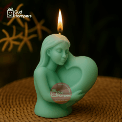LADY HUGGING HEART CANDLE