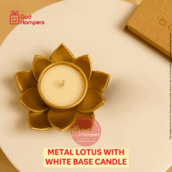 Metal Lotus with white base Candle