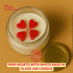 Mini Hearts with White Base in Glass Jar Candle